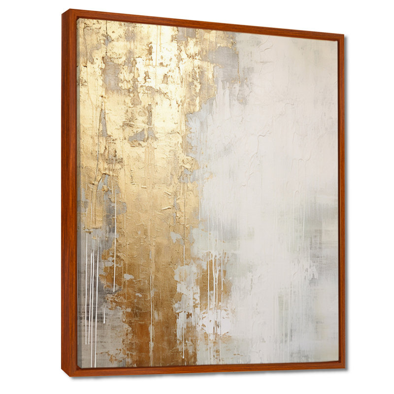 «Minimal Gold and Beige Abstract River III - Northern Lights», reproduction d'art murale, H 20 po x l 12 po, Brun