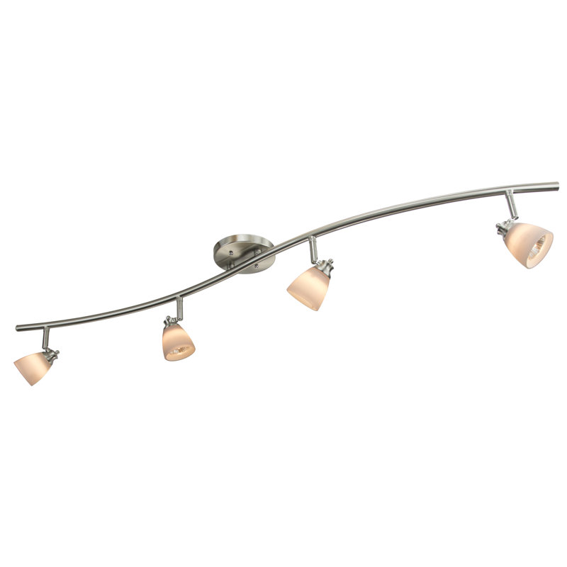 Ensemble de rail d'éclairage 4 lumières 48 "48", Blanc, Acier brossé