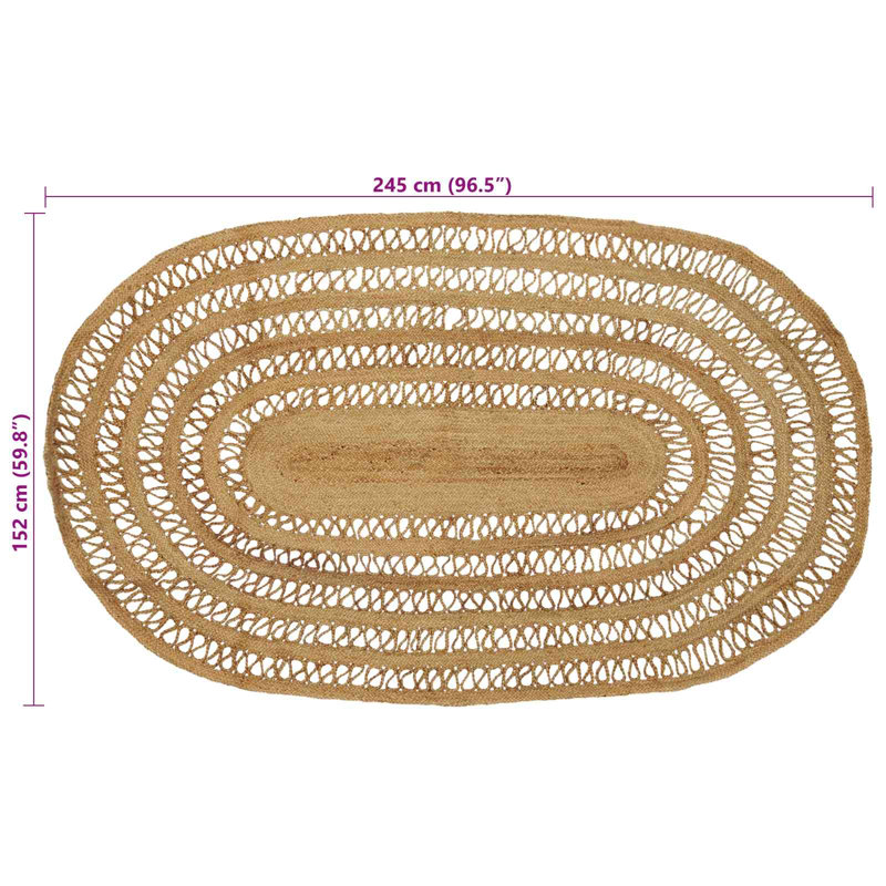 Oval Hand Braided Area Rug, Oval 152cm x 245cm