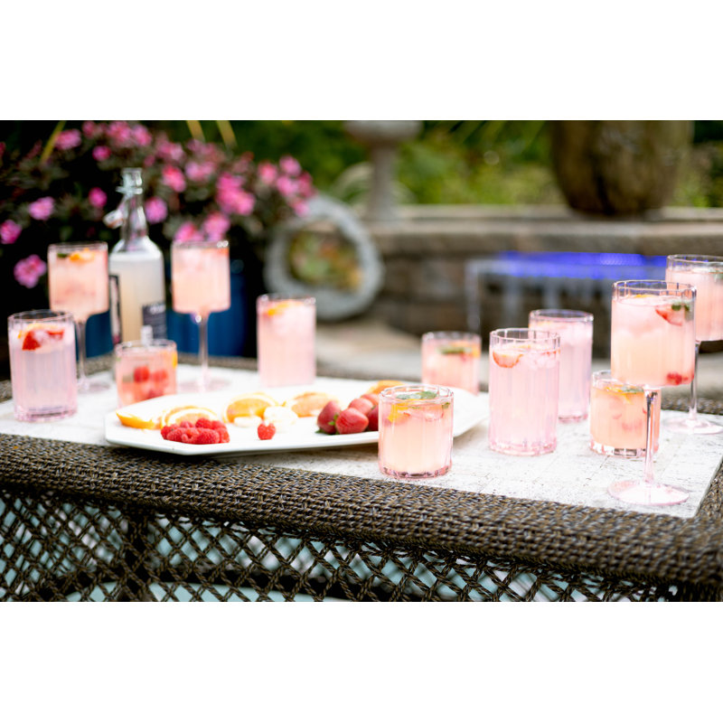 Ensemble de verres Ivy Bronx Junis 4 - Scalloped Blush Pink, 8