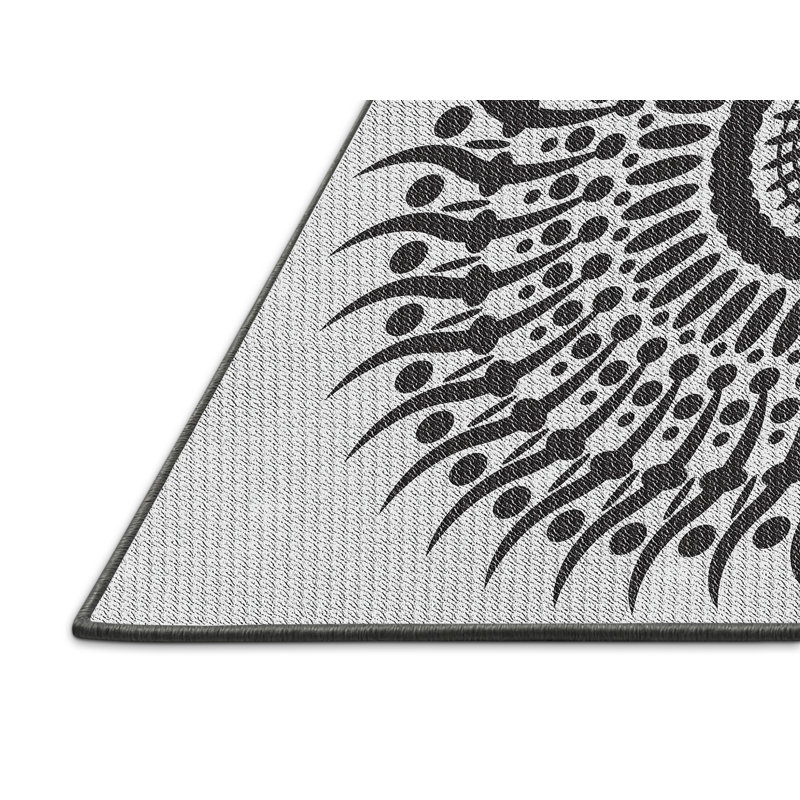 Laine tissée à la main et polyester gris/noir Tapis décoratif, Rectangle 2 pi x 3 pi