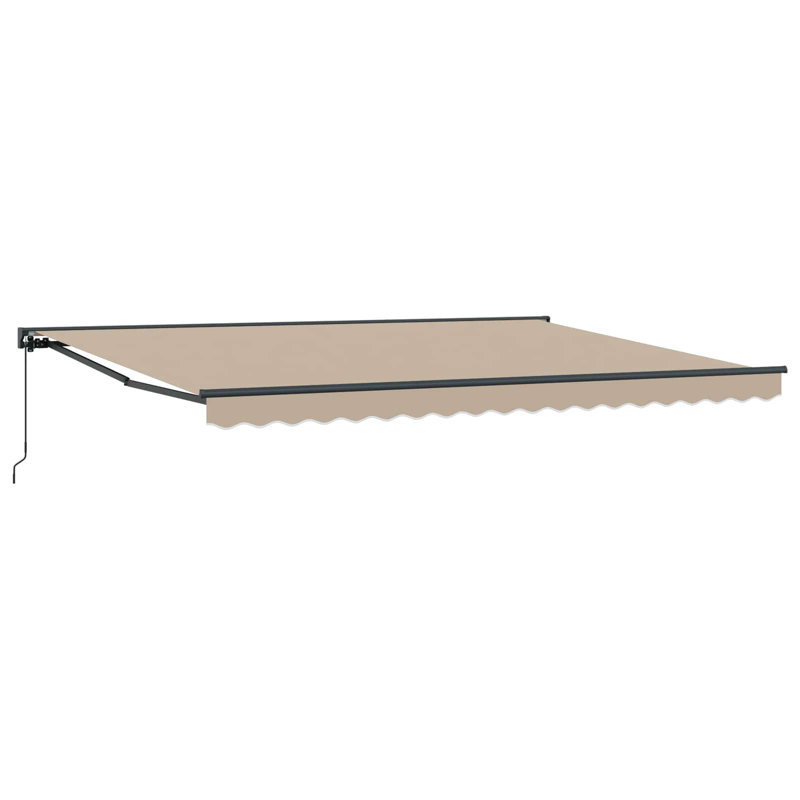 VidaXL Polyester Cover Retractable Patio Awning, Brown/White, 450cm W x 350cm D