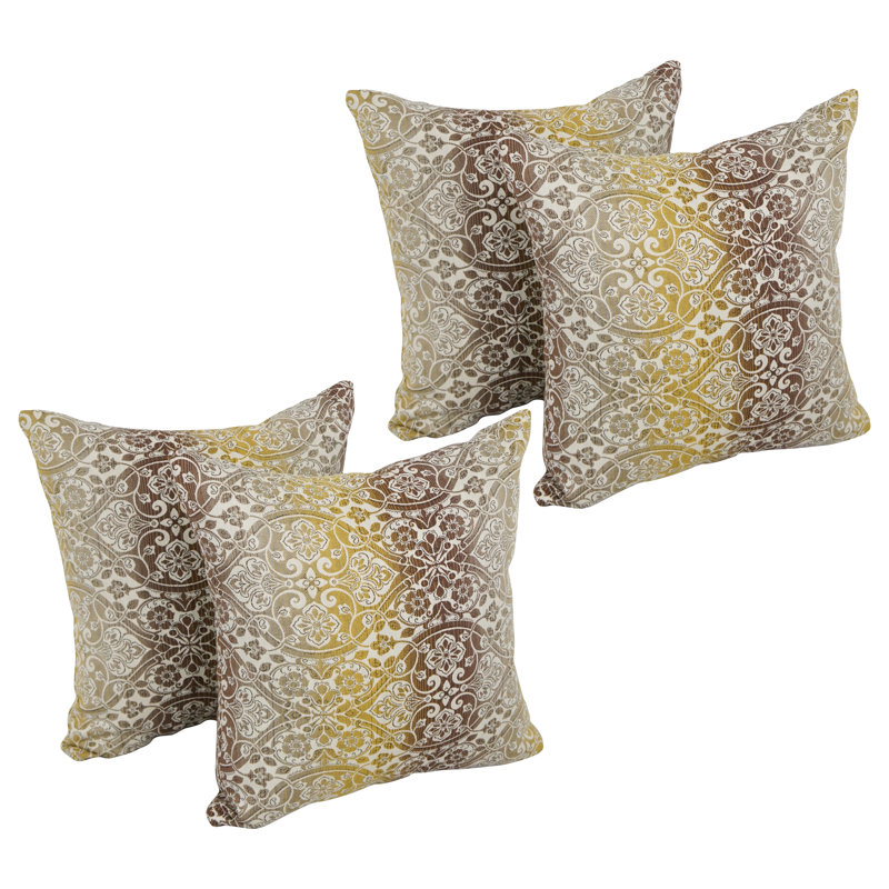 Housse et insert de coussin carré extérieur Premium Premium Jacquard, Brun clair / Jaune
