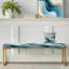 Coastal Harmony - Banc rembourré abstrait doré-135347656