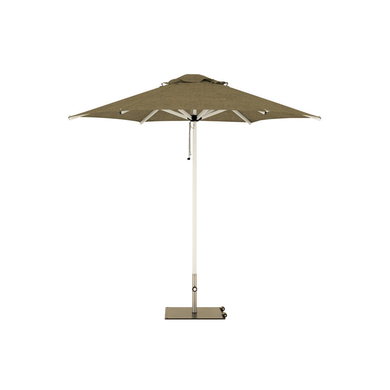 Mistral Round Market Umbrella, Square Metal with wheels+2" Stainless Steel Tube, 8'10", Tuscany