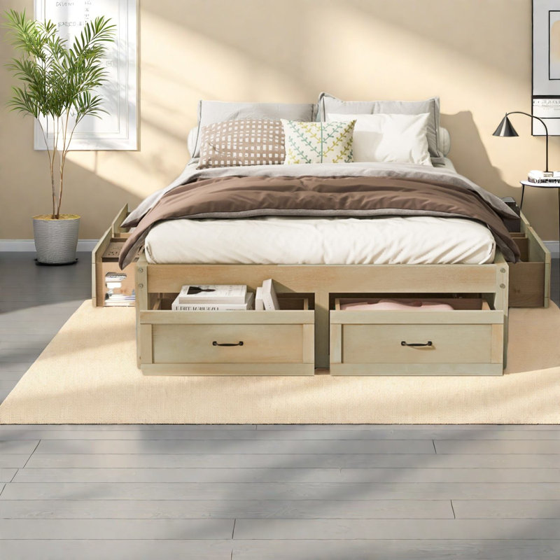 Lits de rangement spacieux, plateforme en bois MDF, design contemporain pour la maison