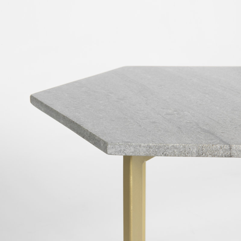 Finian Marble Top End Table, Gray, Antique Brass