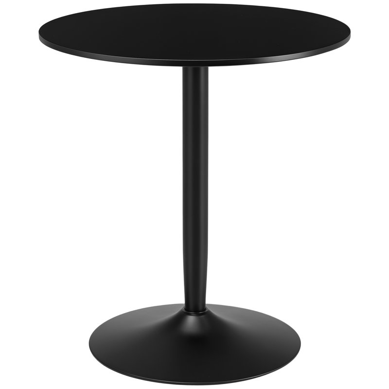Krishina Round Dining Table with Steel Base, Modern Kitchen Table, Black