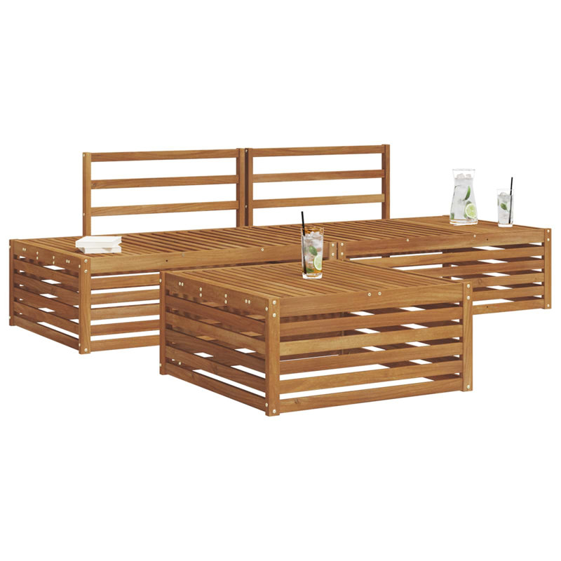 Outdoor Sofa Set 3 Piece Natural Solid Acacia Wood