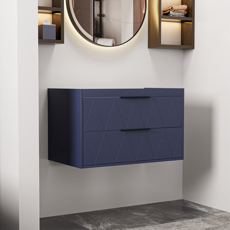 Base de meuble-lavabo simple mural 30 po seulement, armoire flottante avec tiroirs à fermeture en douceur, comptoir d'évier non inclus