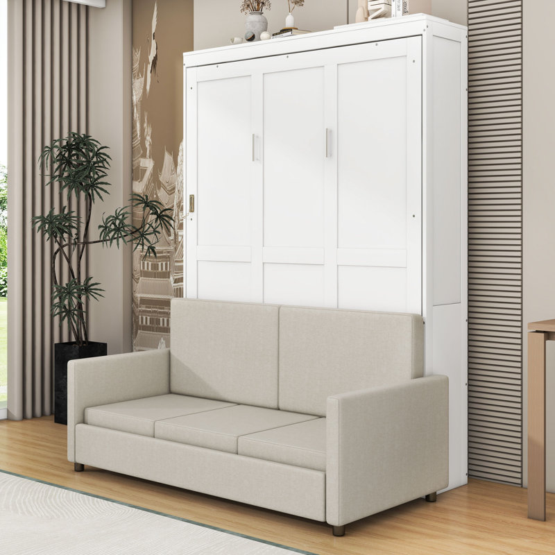 Artemiy Full Size Multi-Functional Murphy Bed with Sofa, White