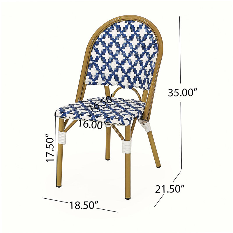 CHAISE FRANCAISE BISTRO (ensemble de 2), Blanc / Bleu marine