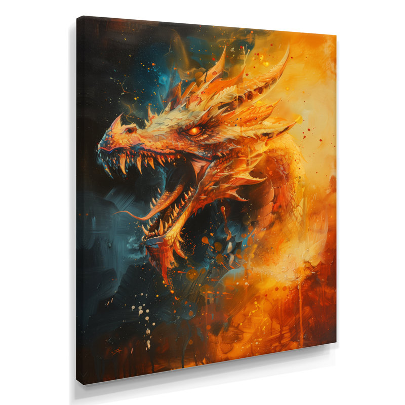 Art mural orange, orange et jaune, H 44 po x l 34 po x P 1,5 po, Toile tendue