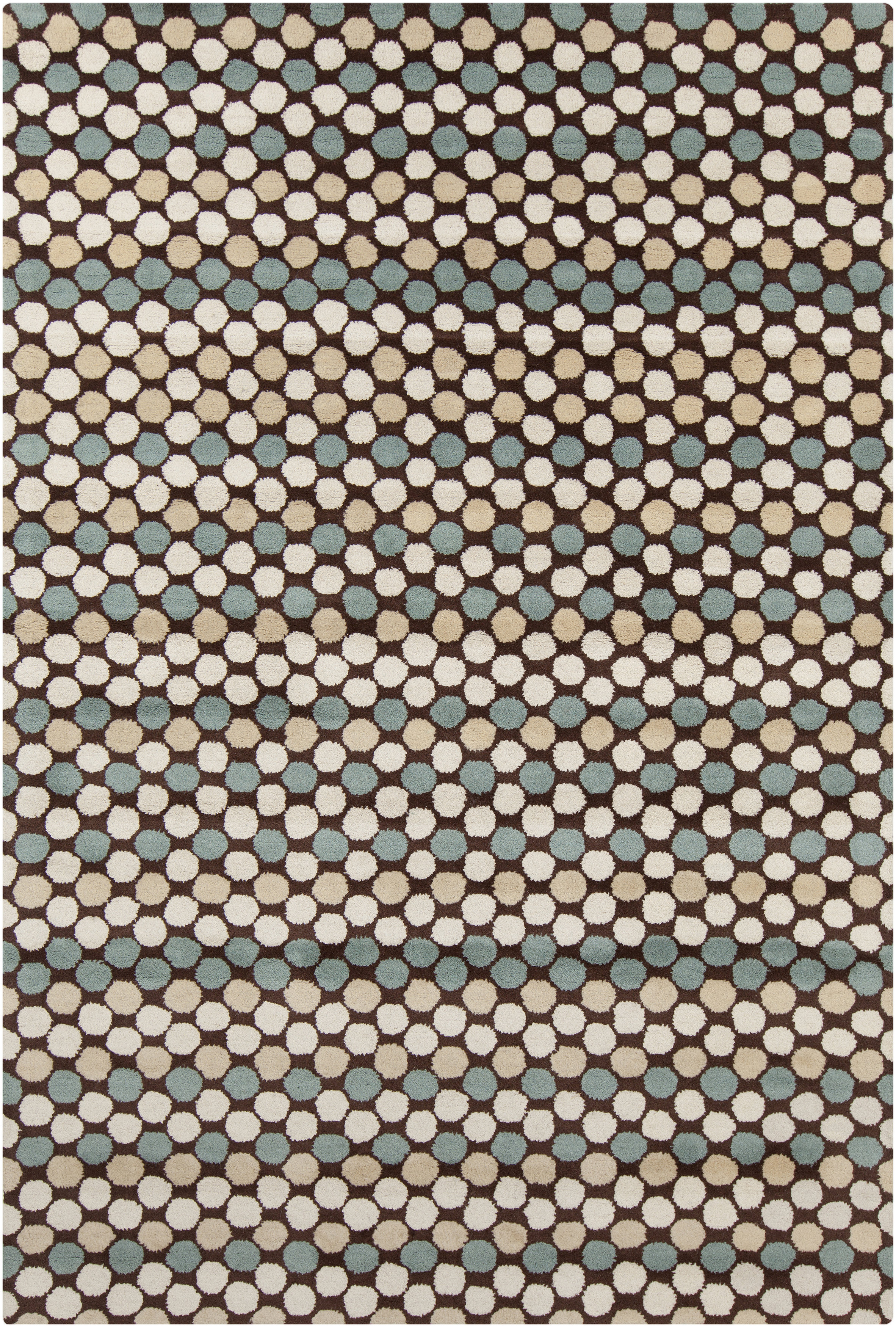 Overlap Blocks Wool Rug Lark Manor™ Ailey Authentic Hand-Tufted Handmade Teal, Yellow, Brown ...