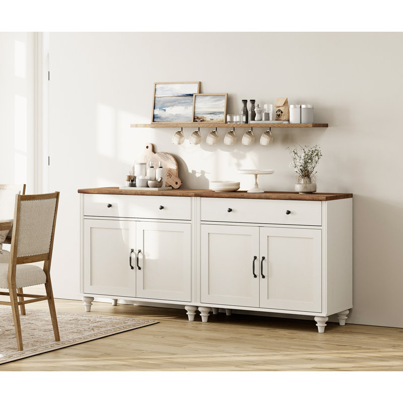 Scarlett 67.8" Wide 2 Drawer Buffet Table, White/Brown