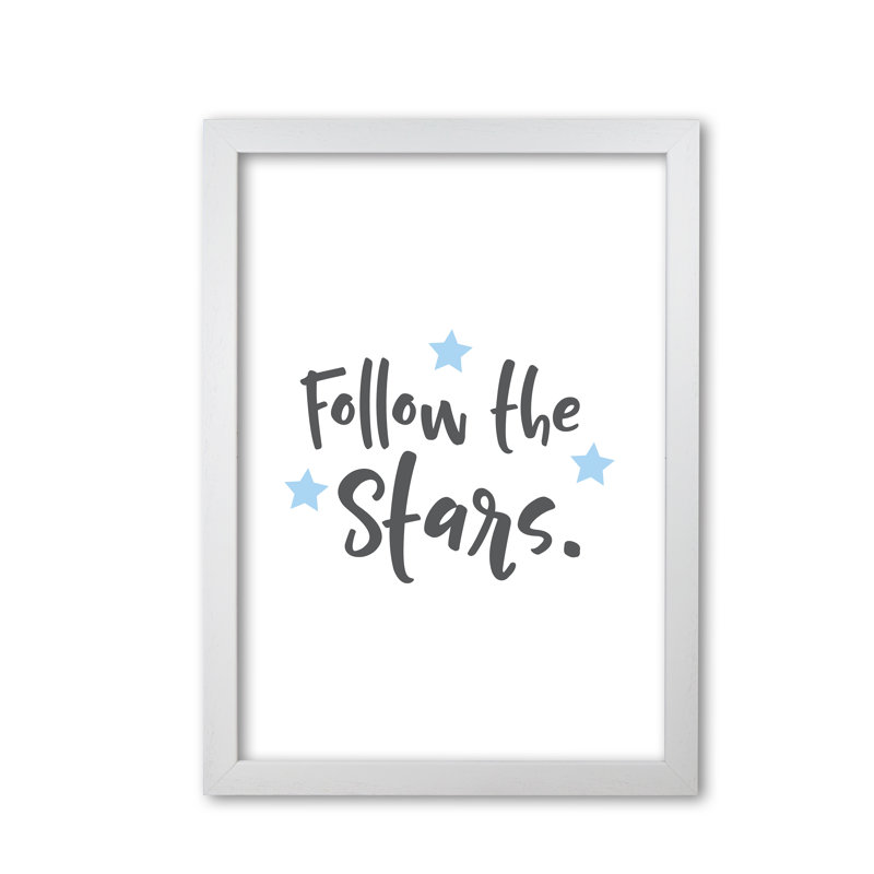 Follow The Stars - Print, 30 cm H x 21 cm W x 5 cm D, White Grain Frame