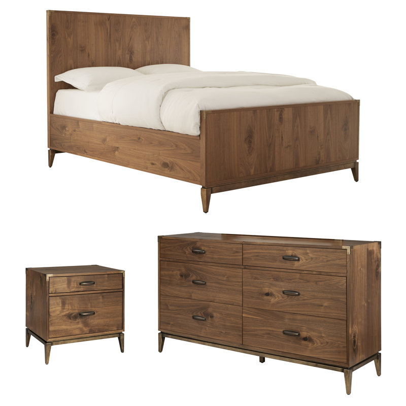 Ensemble de chambre configurable avec lit en bois massif 3 pièces Ada