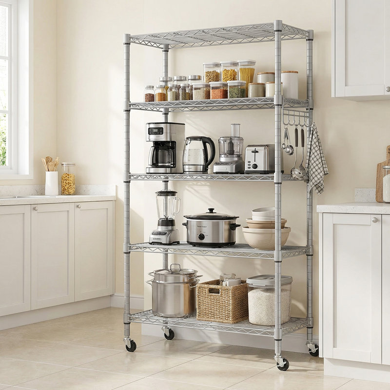 Rayonnage à hauteur réglable Lylla, Argent, H 62,2 po x l 29,92 po x P 13,78 po