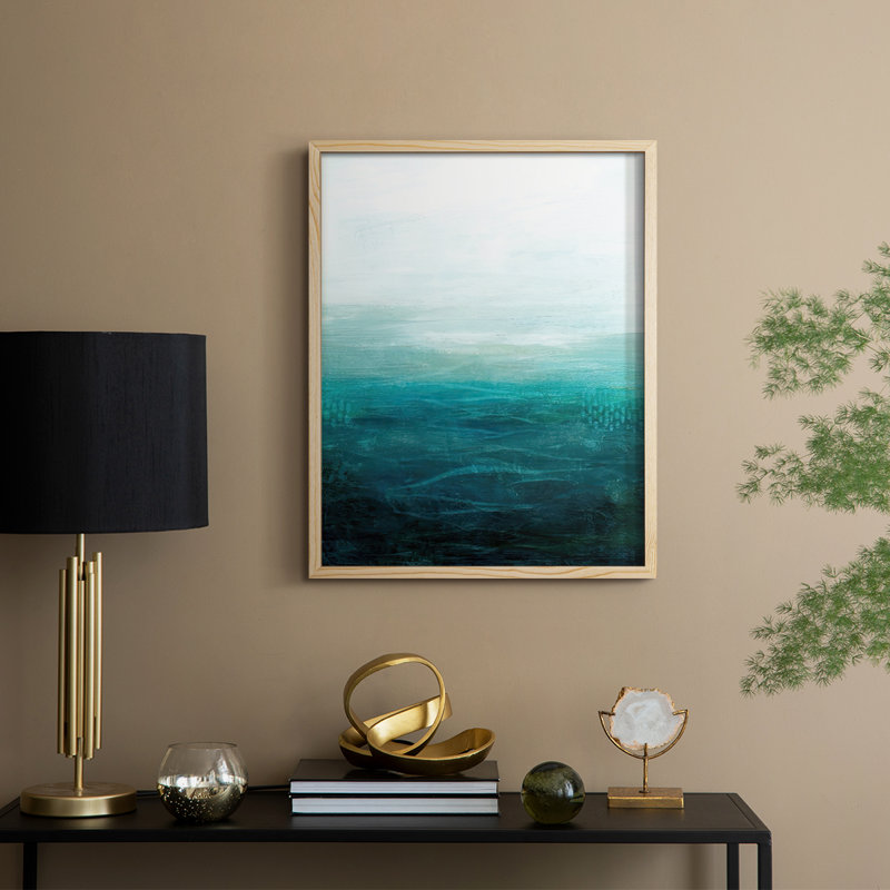 Drifting Sea II Framed Print - Solid Wood, 15" H x 12" W, Natural
