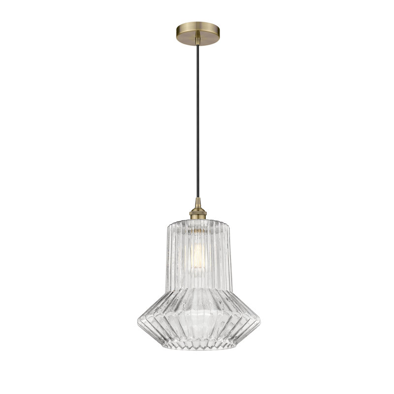 Luminaire suspendu simple à 1 lumière Boalsburg, Laiton antique