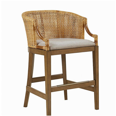 Handcrafted Rattan Counter Stool 25" H