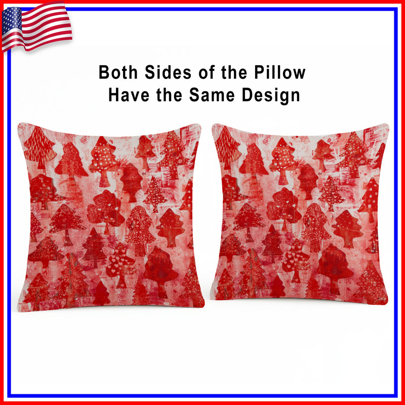 Coussins décoratifs Red Christmas Trees, 16 po x 16 po