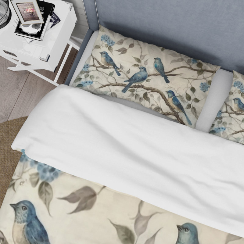 Ensemble de housse de couette en microfibre / polyester Four Birds On A Branch III