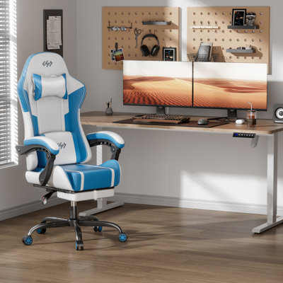 Gaming Chair with Pocket Spring Cushion, Video Game Chair, Gaming Computer Chair, Ergonomic Chairs for Adults with Headrest and Lumbar Support, Swivel by Inbox Zero