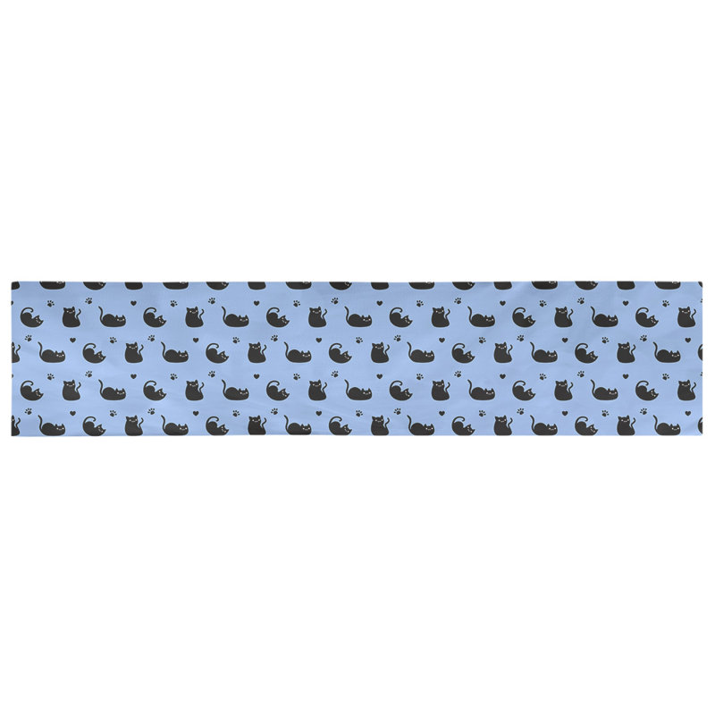 Chemin de table géométrique avicia, Bleu, 91,5 po x 17,5 po, Coton