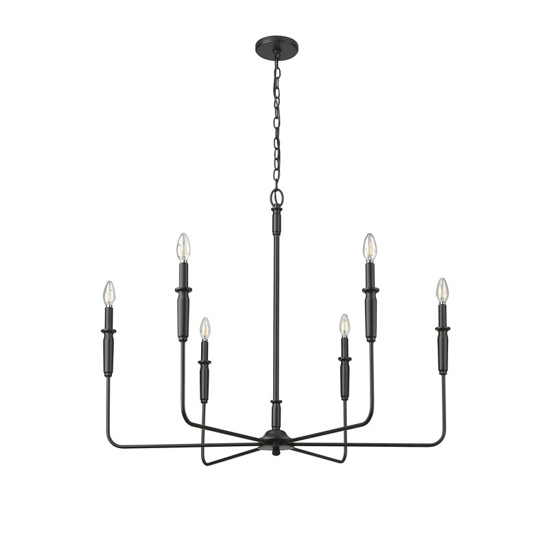 Savanne 6 - Light Candle Style Classic / Traditional Chandelier, Textured White