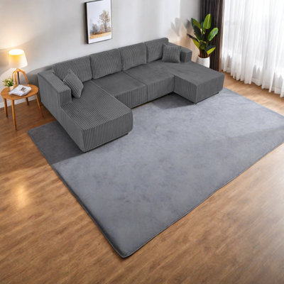 Spacious U-shaped Sectionals Sofa, Foam Minimalist Design For Living Room