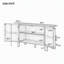 Buffet en pin avec tablette extensible incurvée à deux niveaux, buffet moderne du milieu du siècle avec portes à texture ondulée verticale, grande table basse pour salle à manger et cuisine-491794589