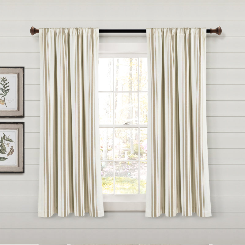Cotton Blend Semi Sheer Curtain Pair, Neutral, 42" W x 63" L