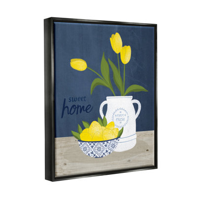 «Sweet Home Farm Fresh Yellow Country Tulips Lemons» par Nina Seven, reproduction sur toile flottante