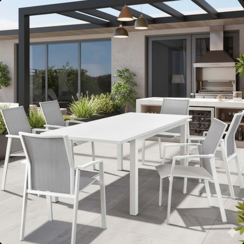 Ensemble de 4 chaises de patio en aluminium de 22,44 po de largeur, entièrement assemblées, chaises empilables grises, 360 lb