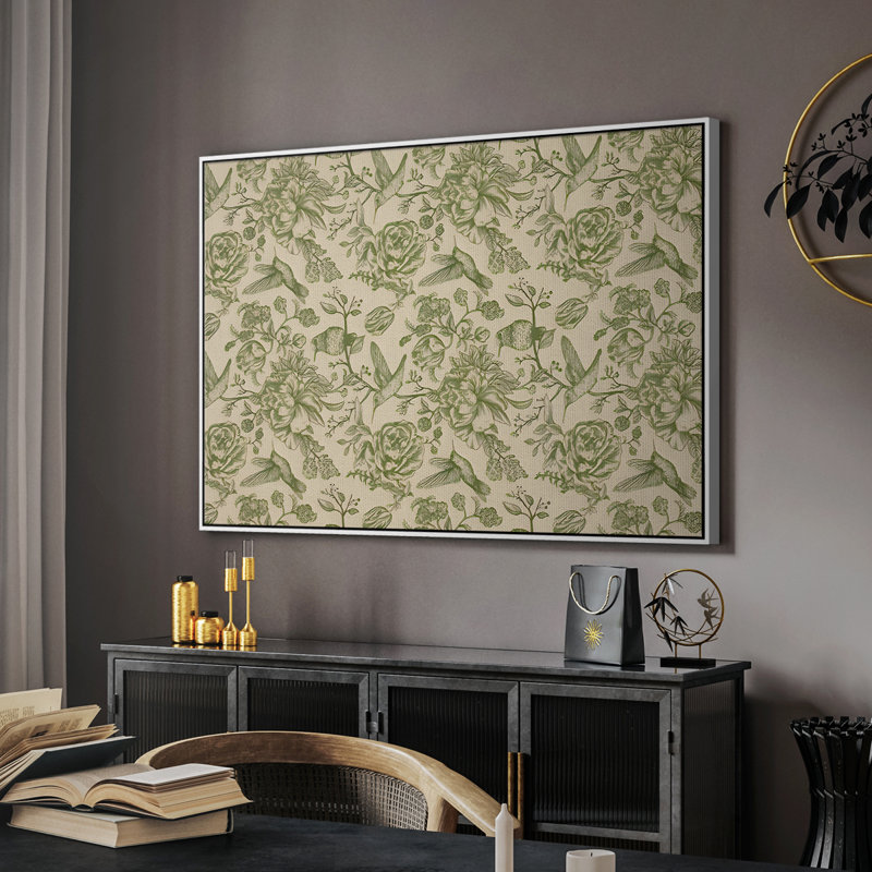 Botanique rétro - CX, H 17 po x l 25 po, Toile avec cadre flottant, Blanc