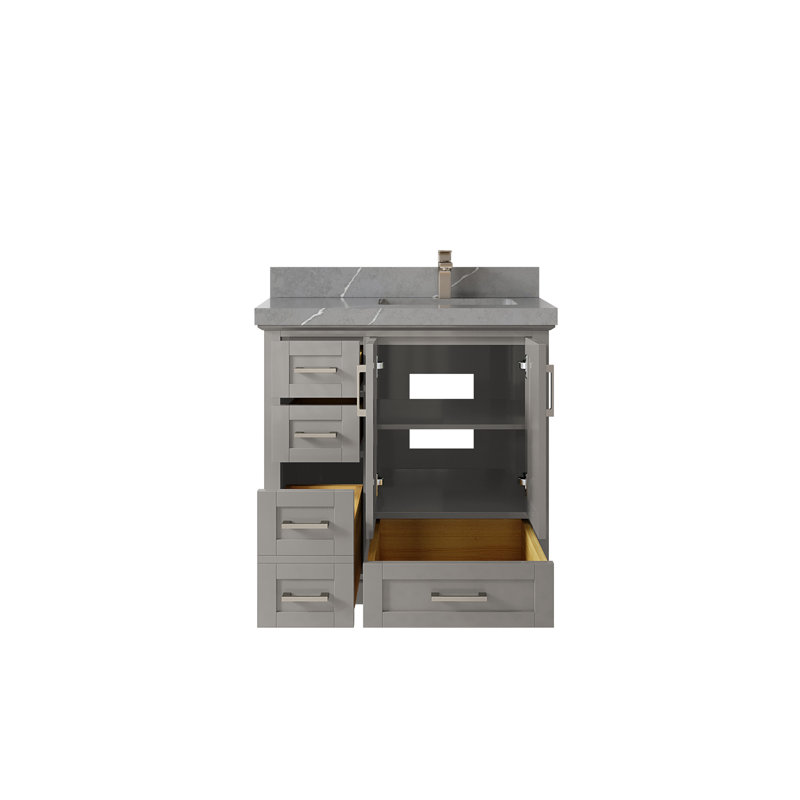 Boston 36 po X P 22 po De meuble-lavabo droit D Quartz gris Piatra