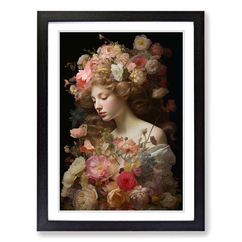 Floral Renaissance - Framed Print, Black, 34cm H x 25cm W x 2cm D
