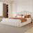 Newlin Modern Velvet Upholstered Bed Frame Floor Bed Shell-Shaped Headboard-642744948