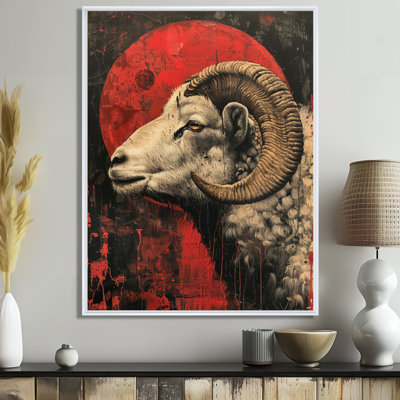 Grey Red Astrology Rams Resilience Aries - Astronomy Aries Wall Art Print