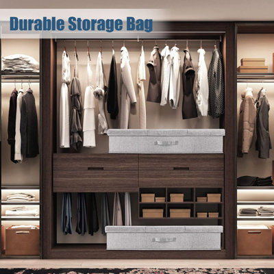 Underbed Storage Containers Bin With Lids, Large Under Bed Storage Organizer Box With Handle, Foldable Under The Storage Bags For Organizing Clothes, Shoes, Blankets, Pillows
