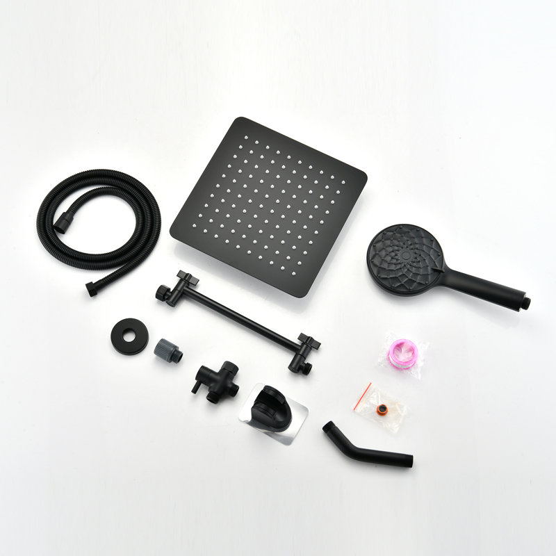 Système de douche à pluie en acier inoxydable 10 po avec douche à main Topcroft, Noir mat