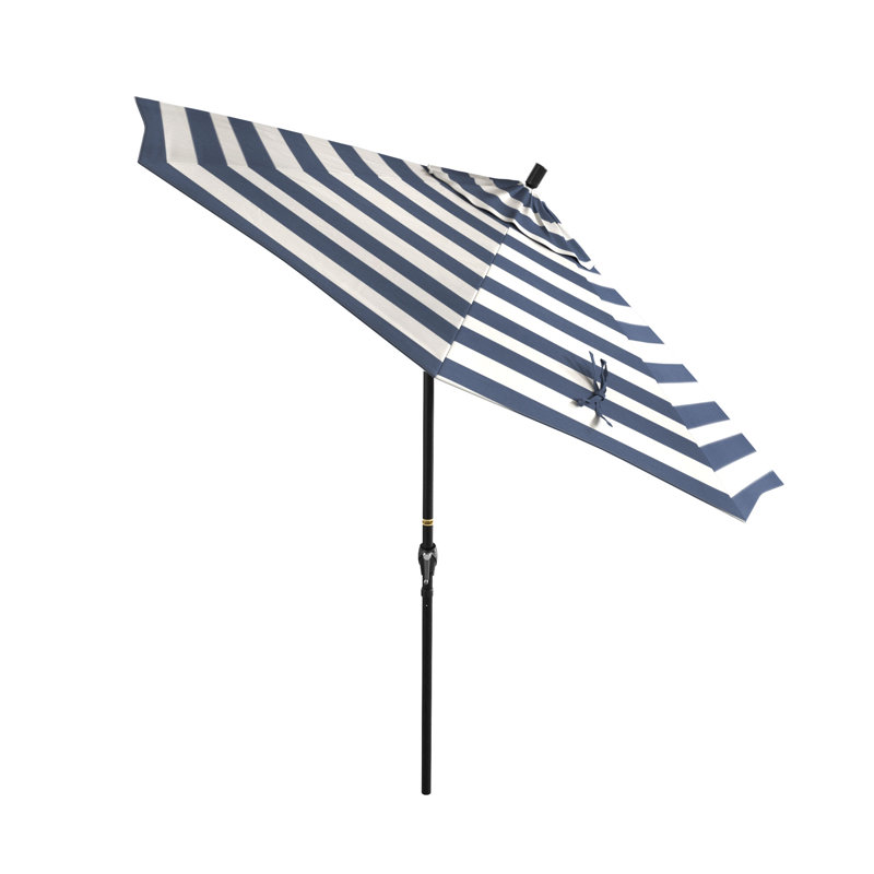 Parasol de marché octogonal en aluminium noir 9 pi avec manivelle et inclinaison en oléfine, Olefin, Bleu marine-oléfine