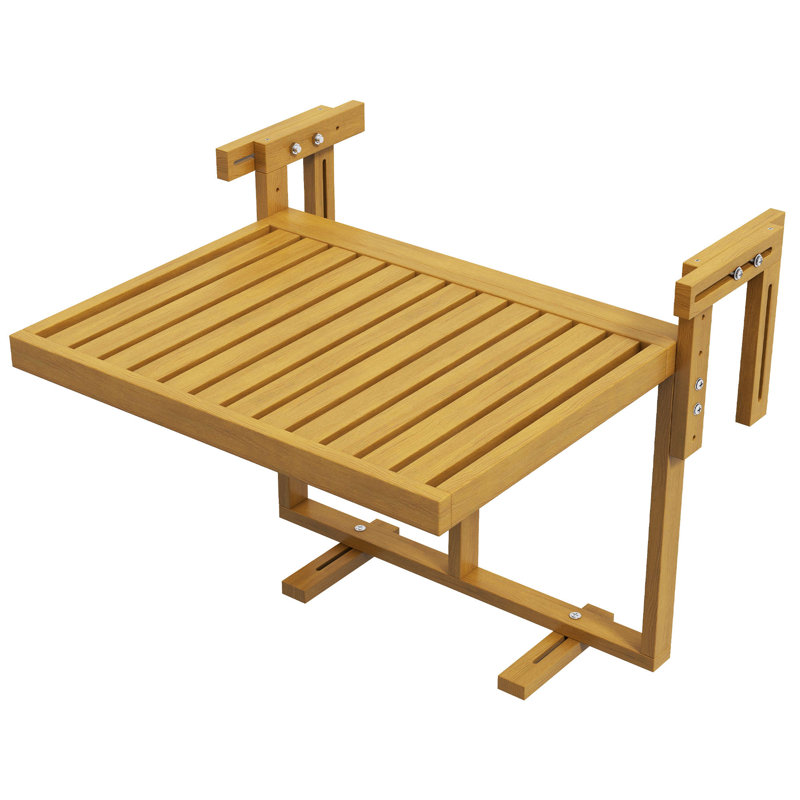 Space-saving Adjustable Wood Balcony Folding Table - Perfect For Outdoor Dining And Study