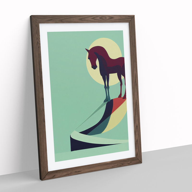 Lucky Horse Abstract - Framed Print, 46cm H x 34cm W x 2cm D, Walnut
