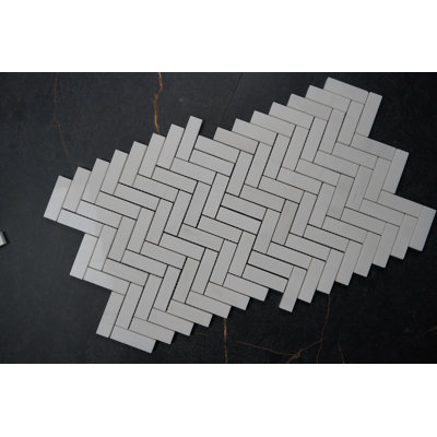 Bianco Dolomite 1"x3" Herringbone Glossy