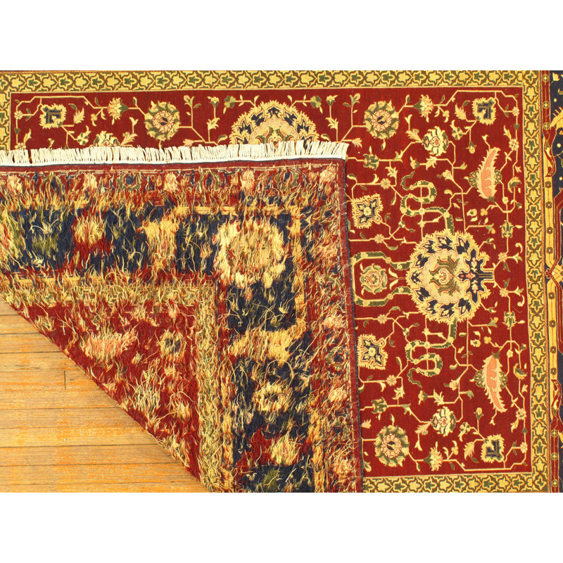 Tapis rouille / bleu marine en laine noué à la main Sultanabad
