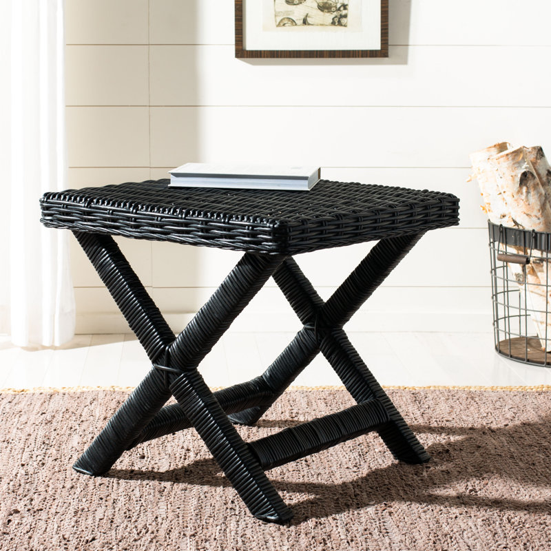 Willow Solid Wood Accent Stool, Black