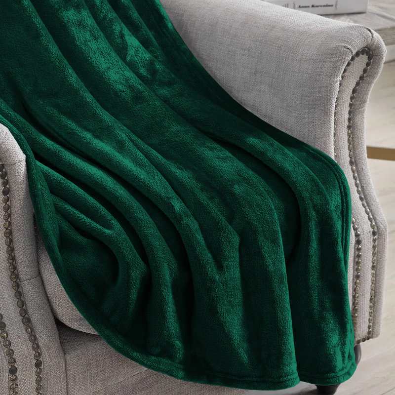 Climax Super Soft Reversible Mink Faux Plush Fur Fleece Blanket Throw, Emerald, Super King (6')