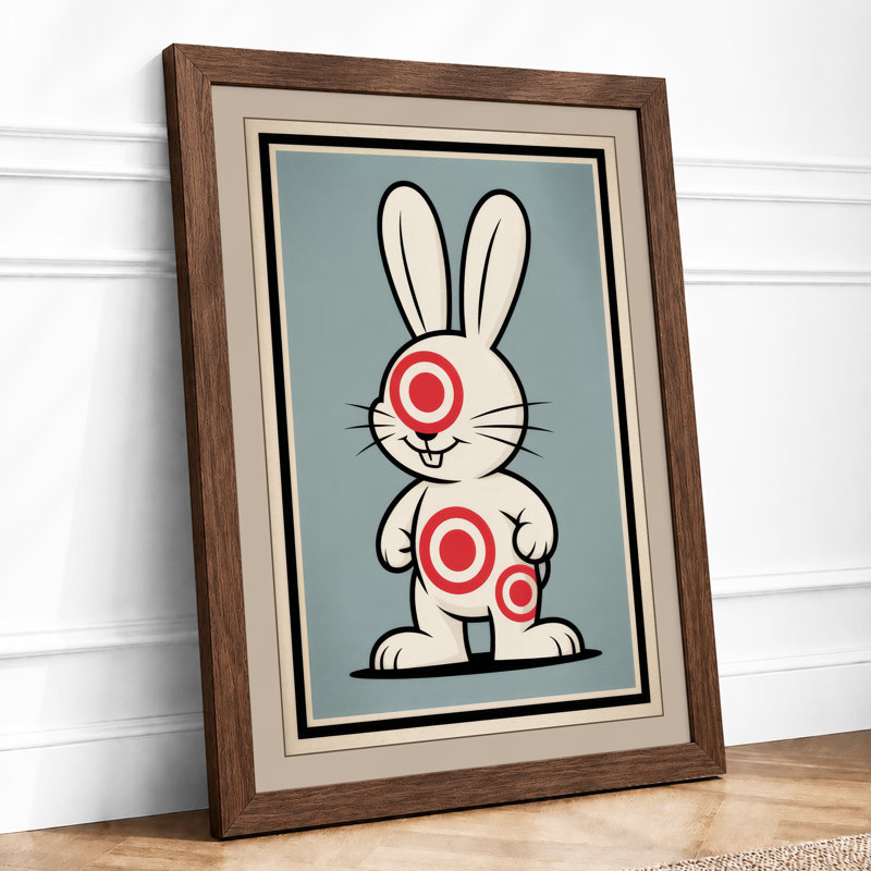 Graphic Rabbit Retro - Framed Print, A2 - 59.4 x 42.0 cm, Walnut